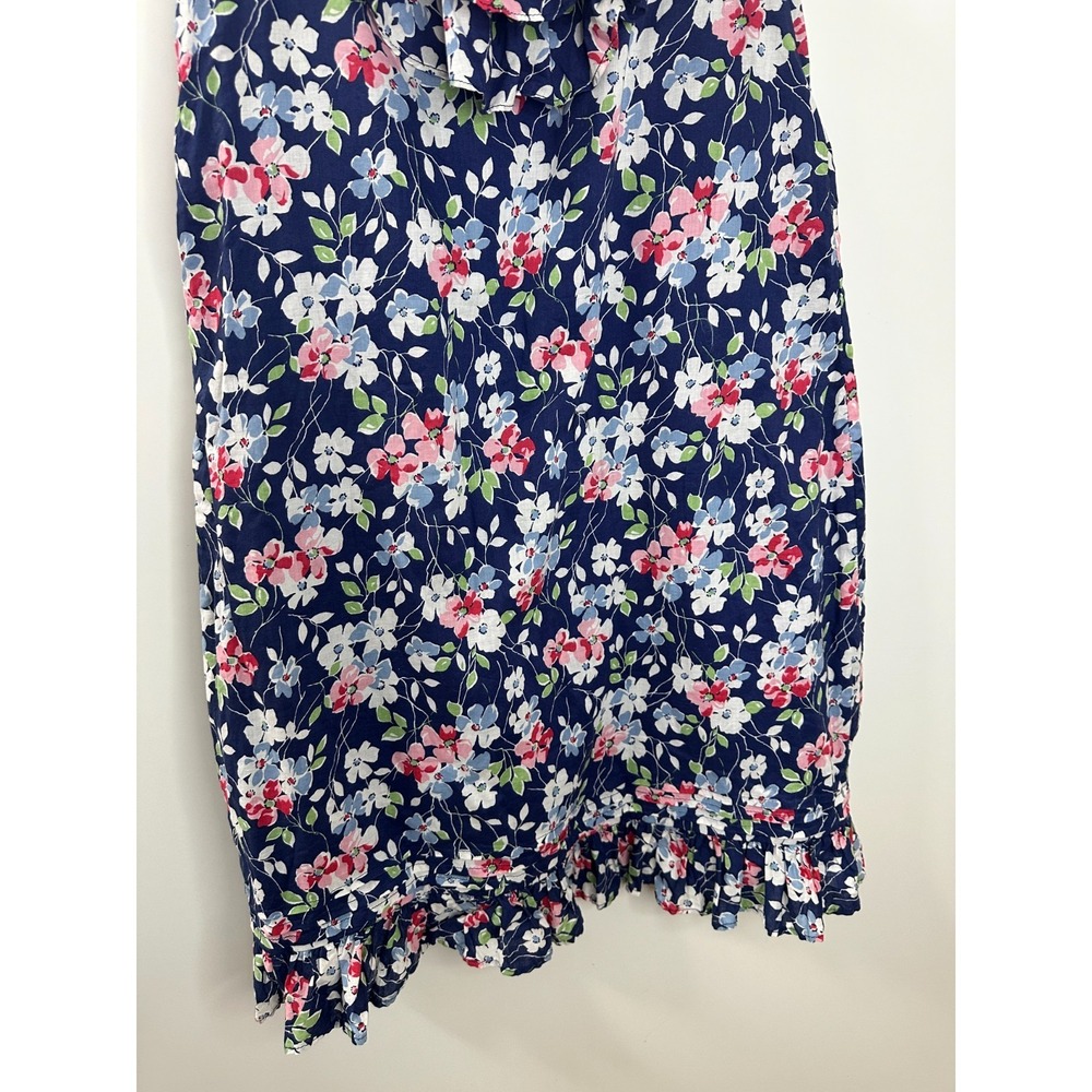 Ralph Lauren Girls Navy Blue Pink Floral Ruffle Cotton Sundress Size 16 Kids - Picture 4 of 11